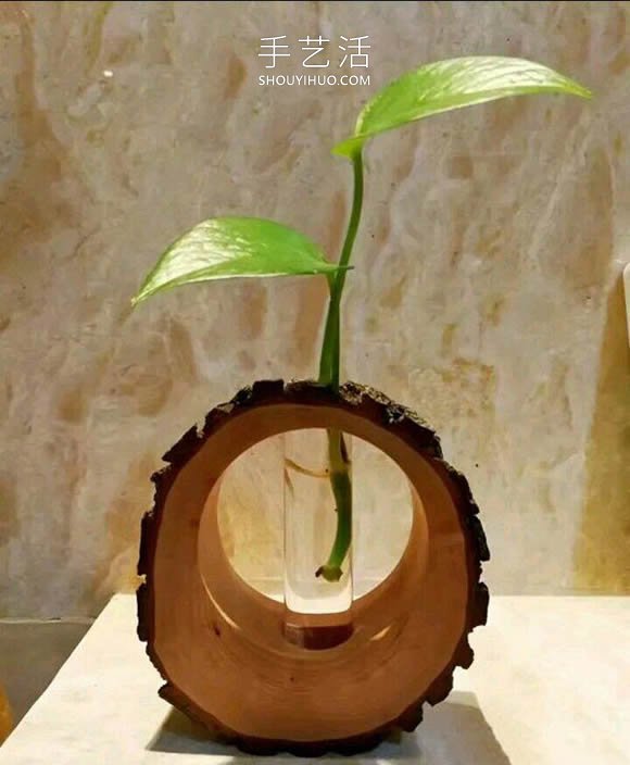 木桩手工制作创意花瓶的做法教程