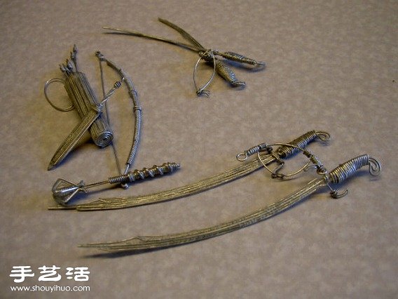 铁丝手工DIY精致迷你冷兵器小手工艺品