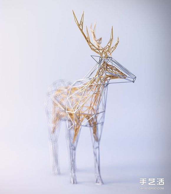 “金包银”铁丝雕塑 缠绕出动物的优雅灵魂