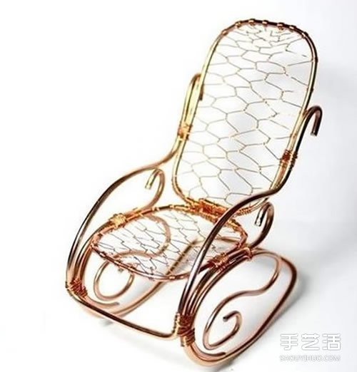 金属线摇摆椅的制作 手工艺品铝线藤椅DIY