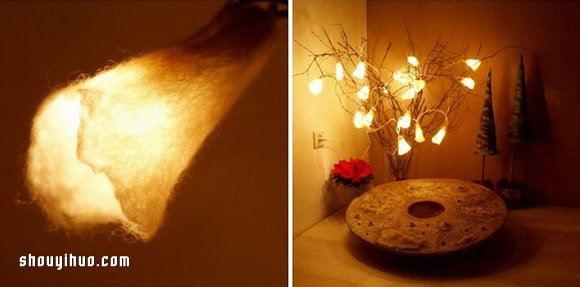 羊毛毡手工DIY制作漂亮灯饰灯罩的方法