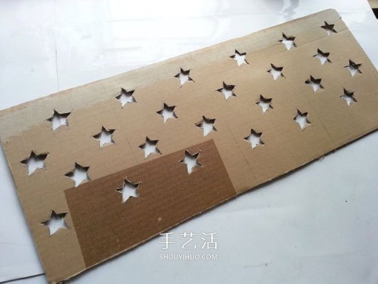 瓦楞纸做漂亮星星灯饰 改造成灯笼也很简单
