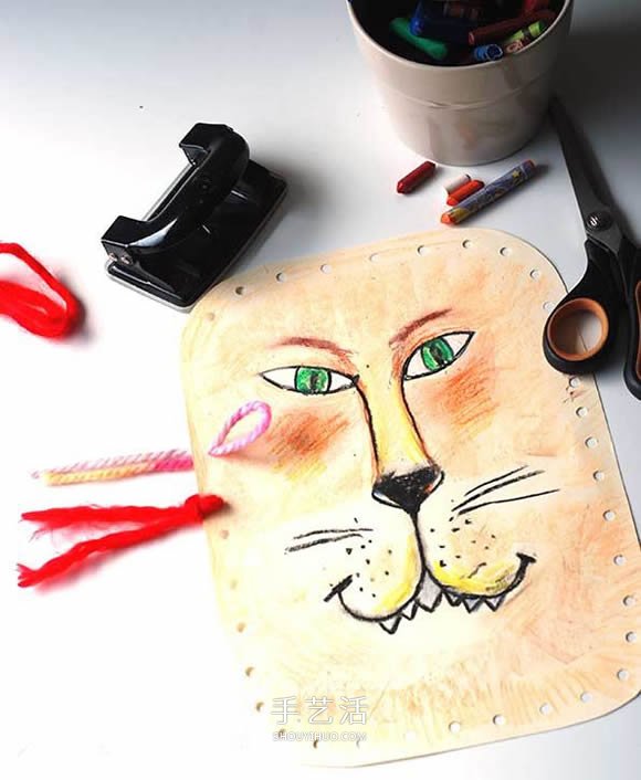儿童狮子面具的做法 卡纸制作动物面具图解
