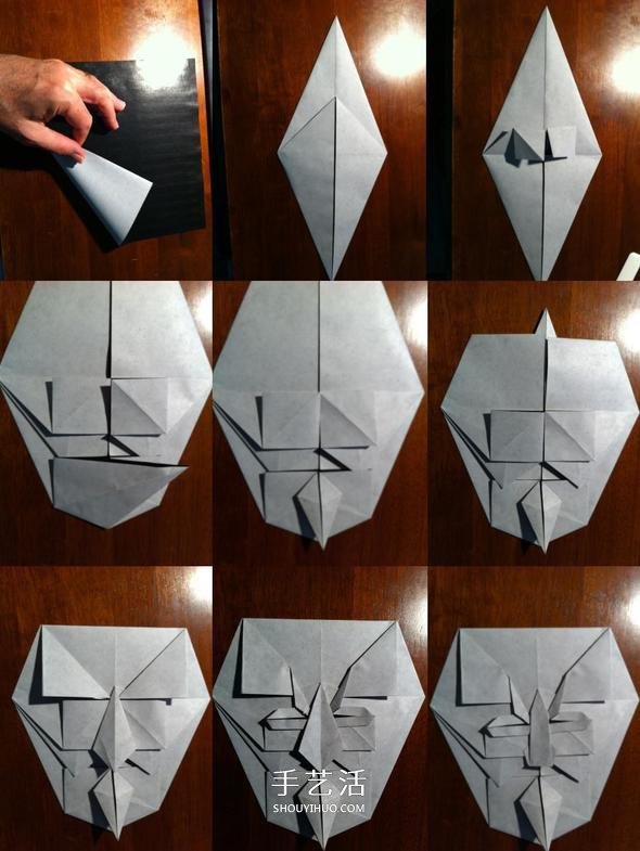 神秘自由斗士！V字仇杀队面具的折纸方法图解