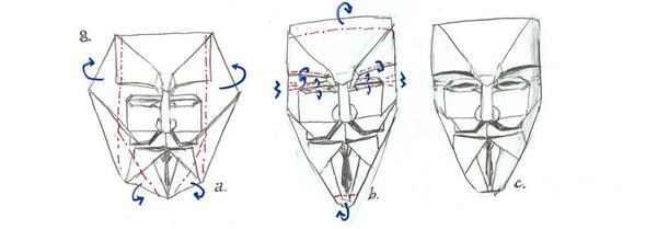 神秘自由斗士！V字仇杀队面具的折纸方法图解