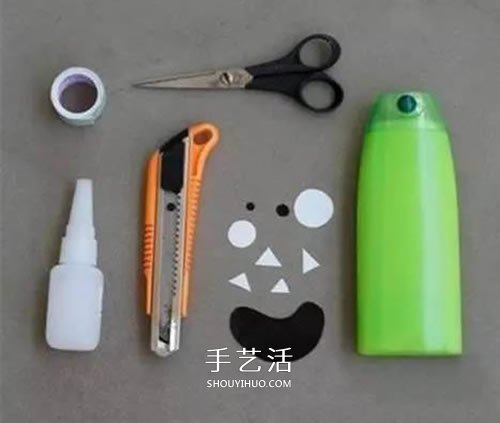 洗发水瓶废物利用做笔筒 沐浴液瓶DIY卡通笔筒