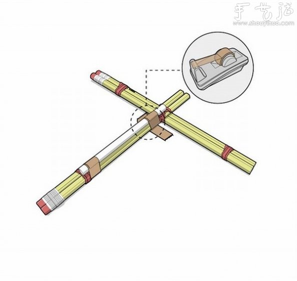 弹射橡皮的玩具弓弩的手工制作方法