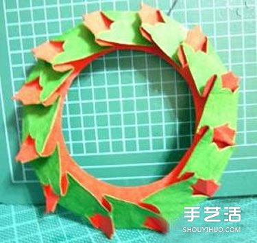 圣诞卡纸花环制作方法 圣诞贺卡装饰花环DIY
