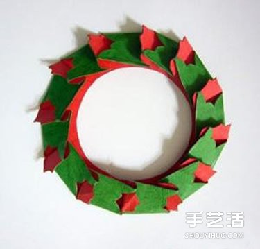 圣诞卡纸花环制作方法 圣诞贺卡装饰花环DIY