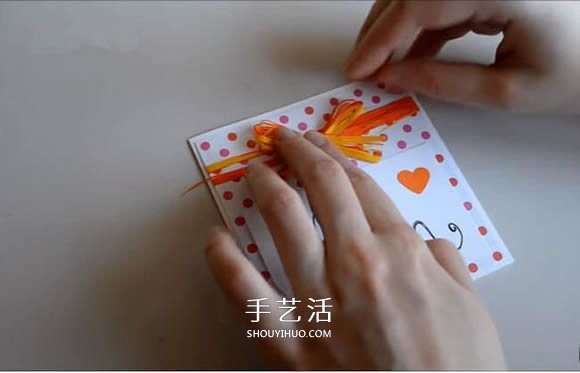 简单母亲节贺卡的制作 丝带蝴蝶结卡片的做法