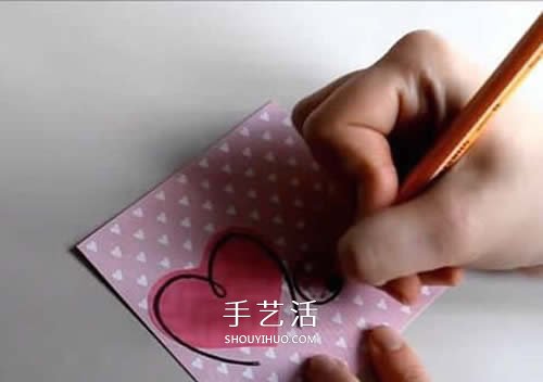 粉色系爱心贺卡制作 自制母亲节/情人节卡片