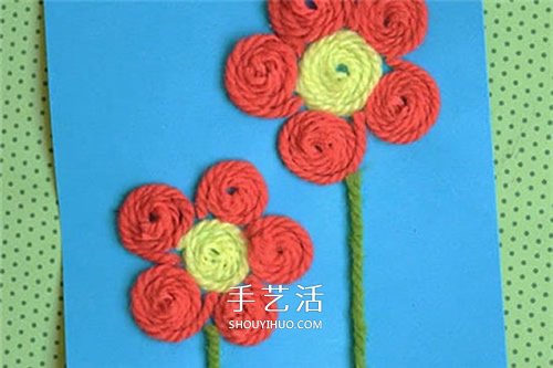 简易毛线小手工制作 自制可爱母亲节花朵贺卡