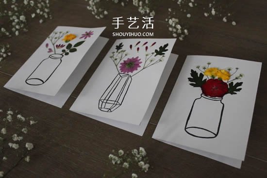自制母亲节压花卡片 用干花做贺卡的方法图解