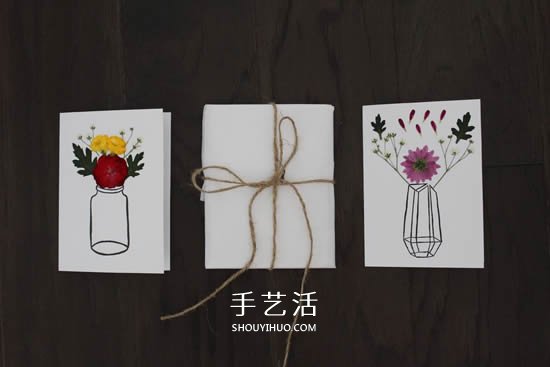 自制母亲节压花卡片 用干花做贺卡的方法图解