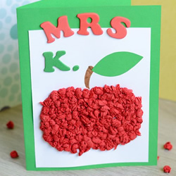 红红苹果送老师 漂亮手工教师节贺卡制作方法