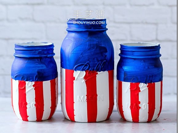美国国庆节星条旗玻璃瓶装饰品的做法教程