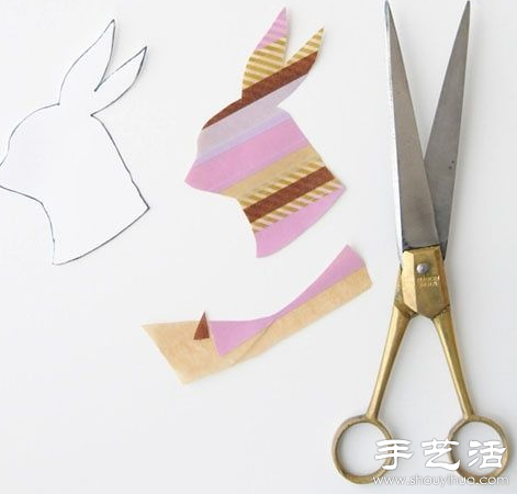 彩色胶带创意手工DIY兔子贴饰