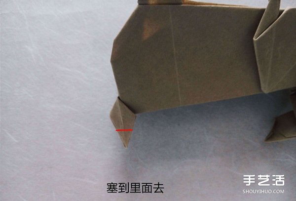 立体兔子的折法图解 复杂站立纸兔子折纸教程