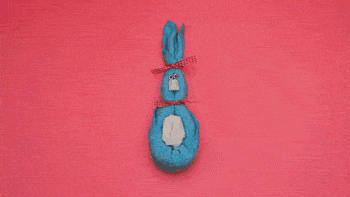 毛巾折叠兔子的方法 简单毛巾兔子制作动图