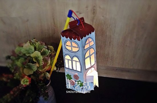 创意新年/中秋节灯笼DIY 牛奶盒做灯笼的方法