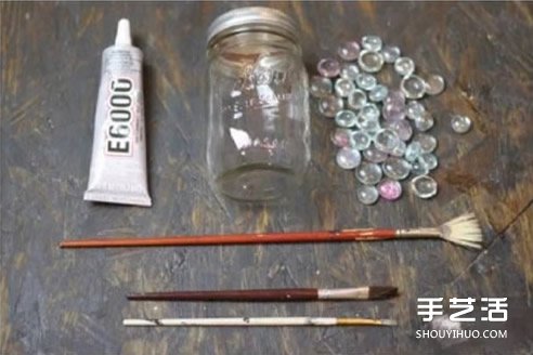 玻璃罐废物利用手工制作情人节浪漫烛台小夜灯