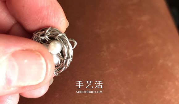 金属丝手工制作创意鸟巢耳环图解教程