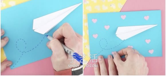 折叠纸飞机手工制作浪漫情人节卡片的做法