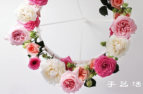 玫瑰花DIY制作漂亮的花环装饰品