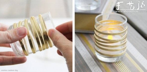 玻璃杯简单DIY 变成浪漫蜡烛杯的教程