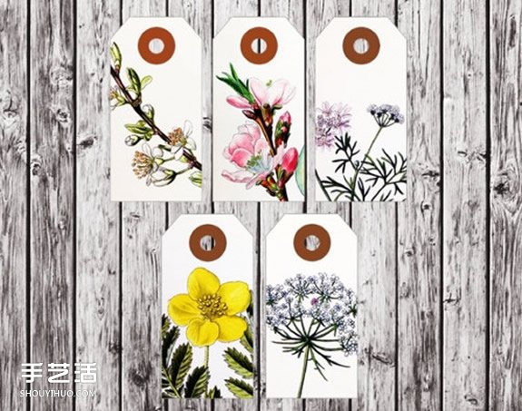 复古风花卉图案标签 简约分隔卡片设计图片