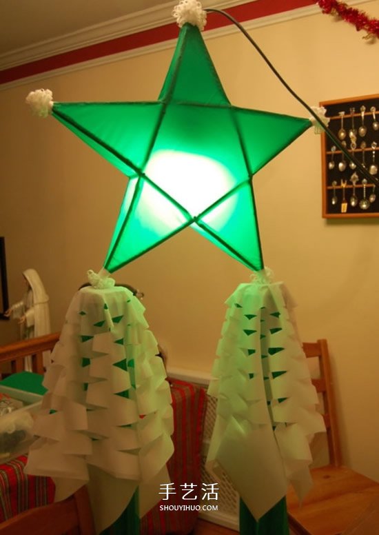 立体星星圣诞灯的做法 自制五角星圣诞灯图解