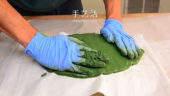 水泥混凝土叶子装饰盘制作 也可以当水果盘用！