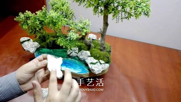 简单自制迷你池塘装饰摆件的制作方法教程