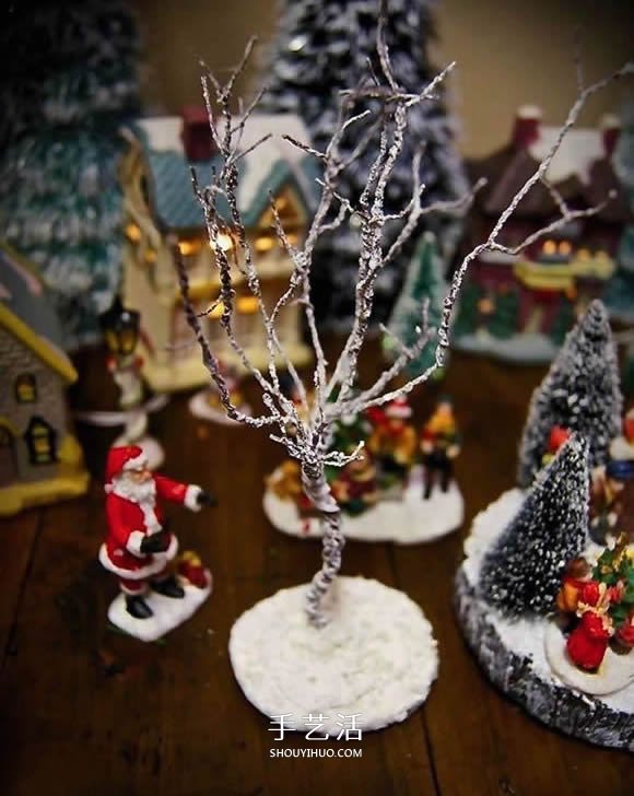 自制圣诞节光秃秃树木装饰的制作方法