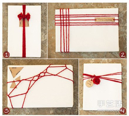 礼品盒包装装饰DIY 用毛线简单装饰包装盒