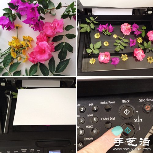 鲜花+打印机 DIY制作漂亮花卉图案包装纸