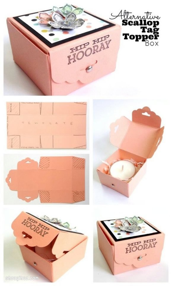 折纸带盖子包装盒的方法带展开图