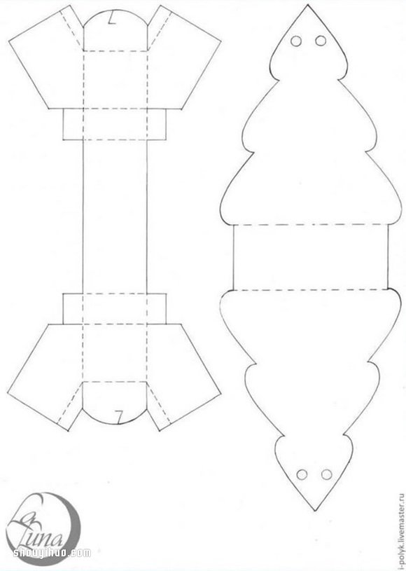 折纸圣诞树包装盒的折法带有展开图