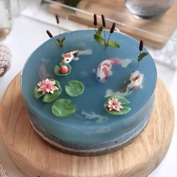 父亲节透明果冻蛋糕DIY，像一个真的锦鲤池塘