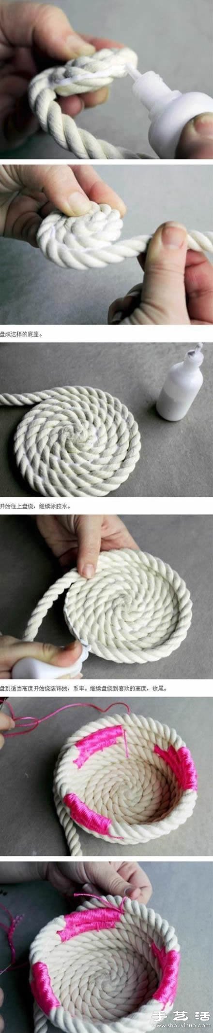 粗的编织绳DIY制作时尚笔筒/储物罐