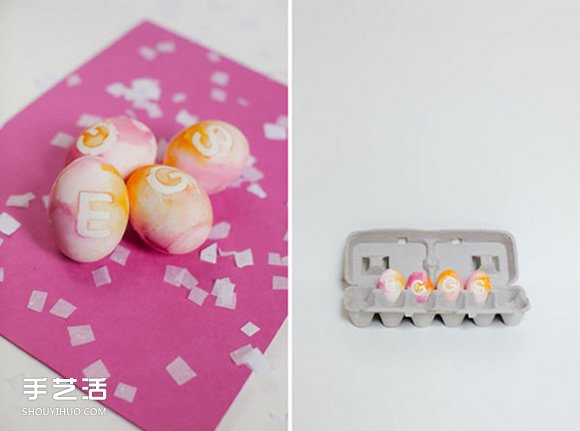 利用水彩彩绘和纹身贴纸DIY漂亮的鸡蛋装饰品