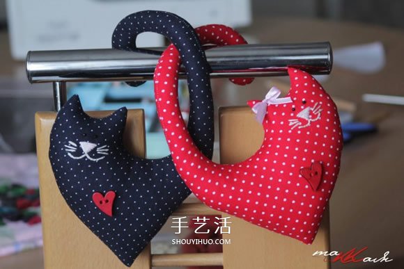 情侣猫咪公仔的制作方法 浪漫布艺情人节礼物