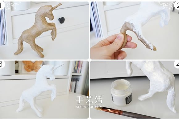 精美独角兽装饰品DIY 粘土雕塑改造做摆件